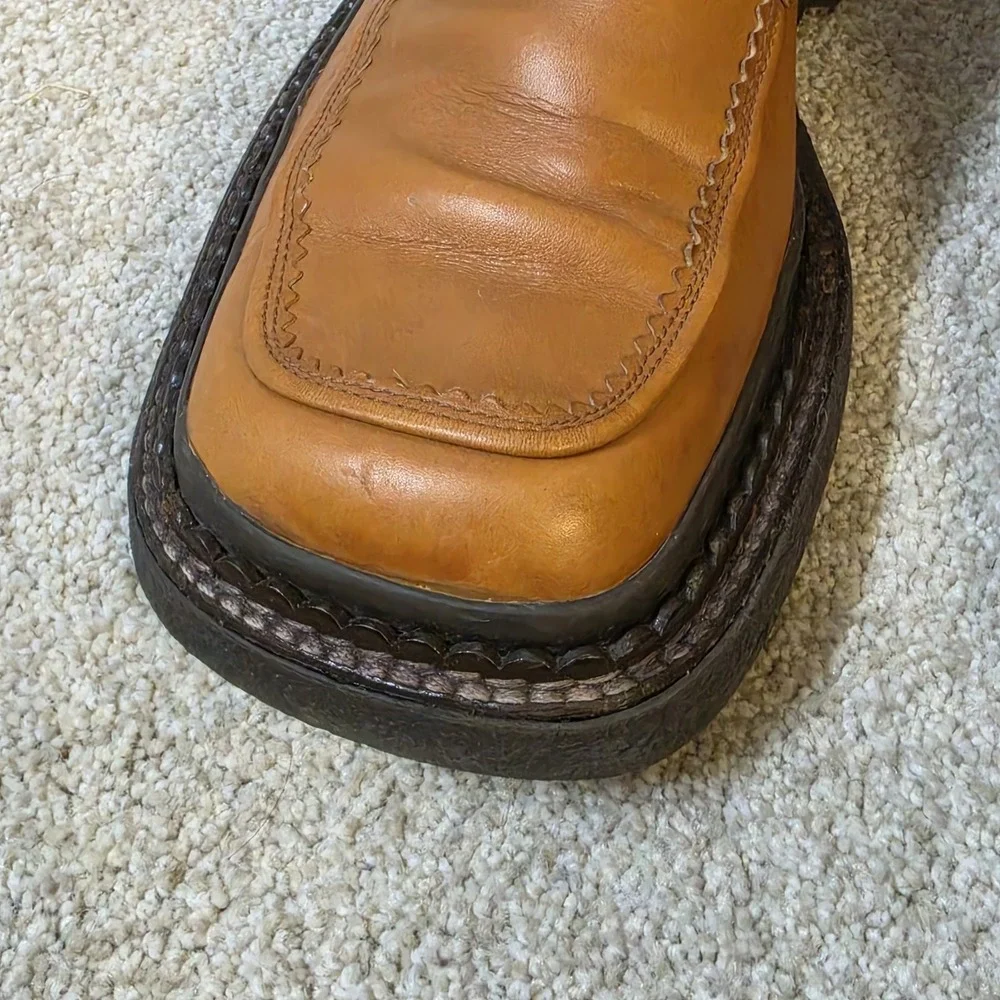 Cesare Paciotti Monk Strap Shoes Men's US 7 EU 40 Tan Leather Platform Italy